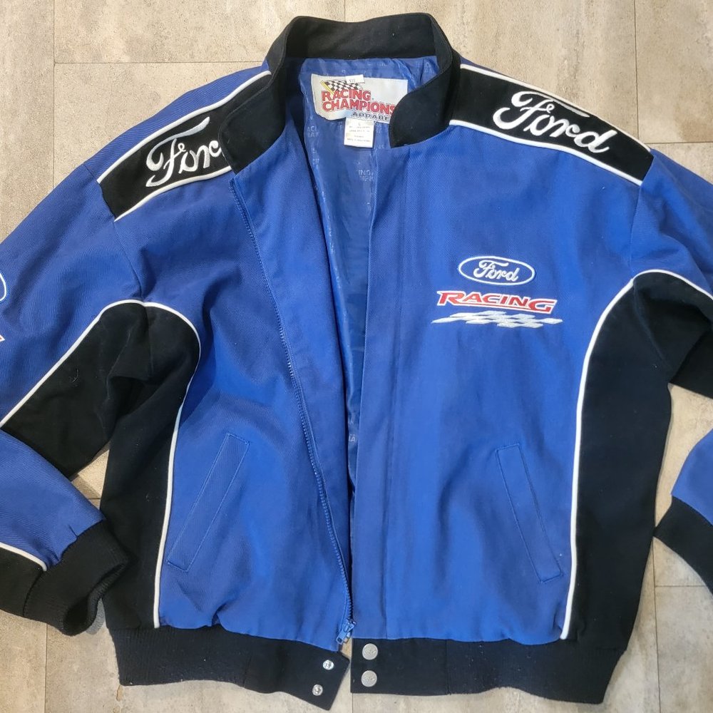 Vintage Cotton NASCAR Ford Racing Jacket sz L